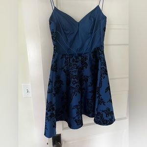 gorgeous blue and black party dress